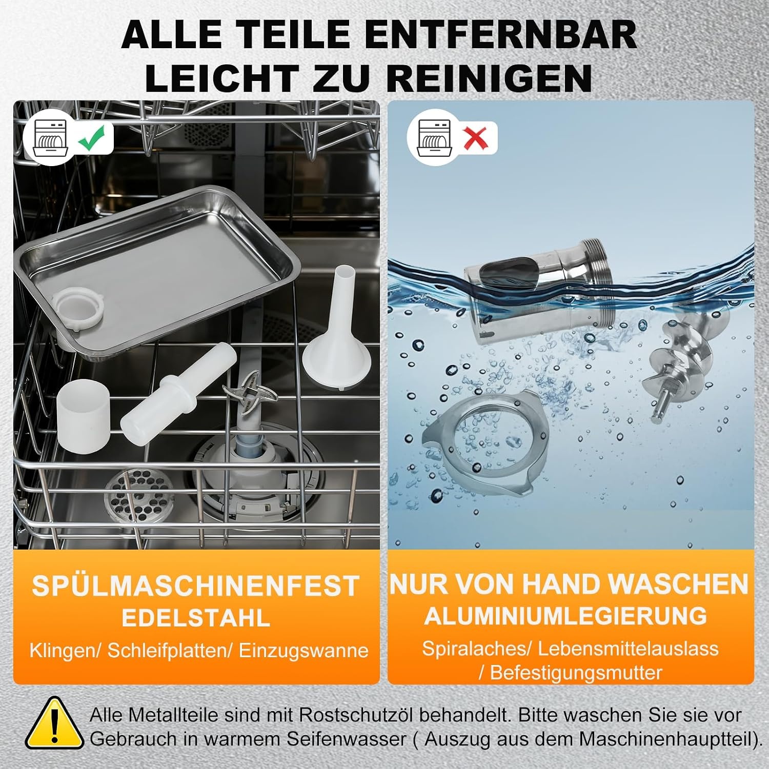 Elektrischer Fleischwolf 950W Edelstahl - Wurstfüller - Outlet bis zu 35% Rabatt
