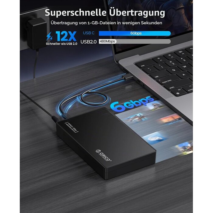 3,5" HDD-Gehäuse SATA bis 20 TB, USB-C, werkzeuglos - bis zu 32% günstiger