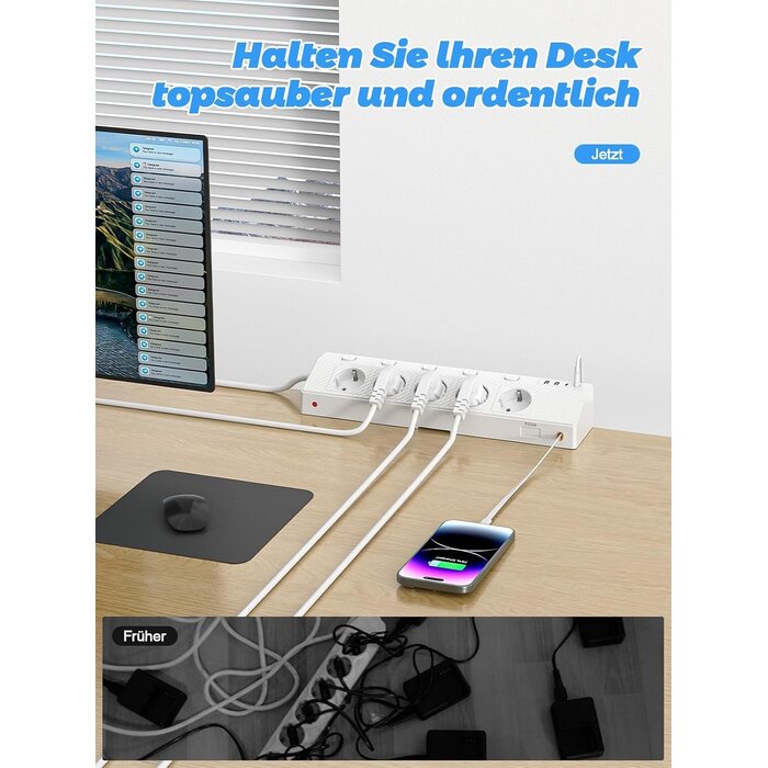Tisch-Steckdosenleiste 5-fach mit USB & PD 30W - bis zu 31% sparen
