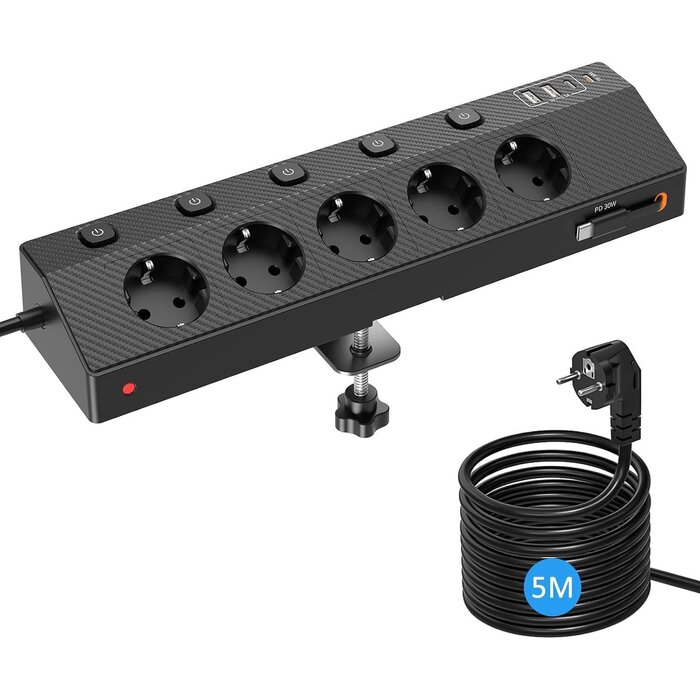 Tisch-Steckdosenleiste 5-fach mit USB & PD 30W - bis zu 31% sparen