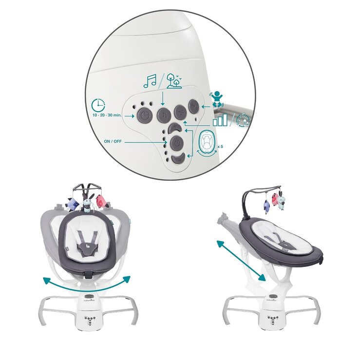 360° Babyschaukel mit 5 Geschwindigkeiten - Farbe Zink - bis zu 35% Rabatt