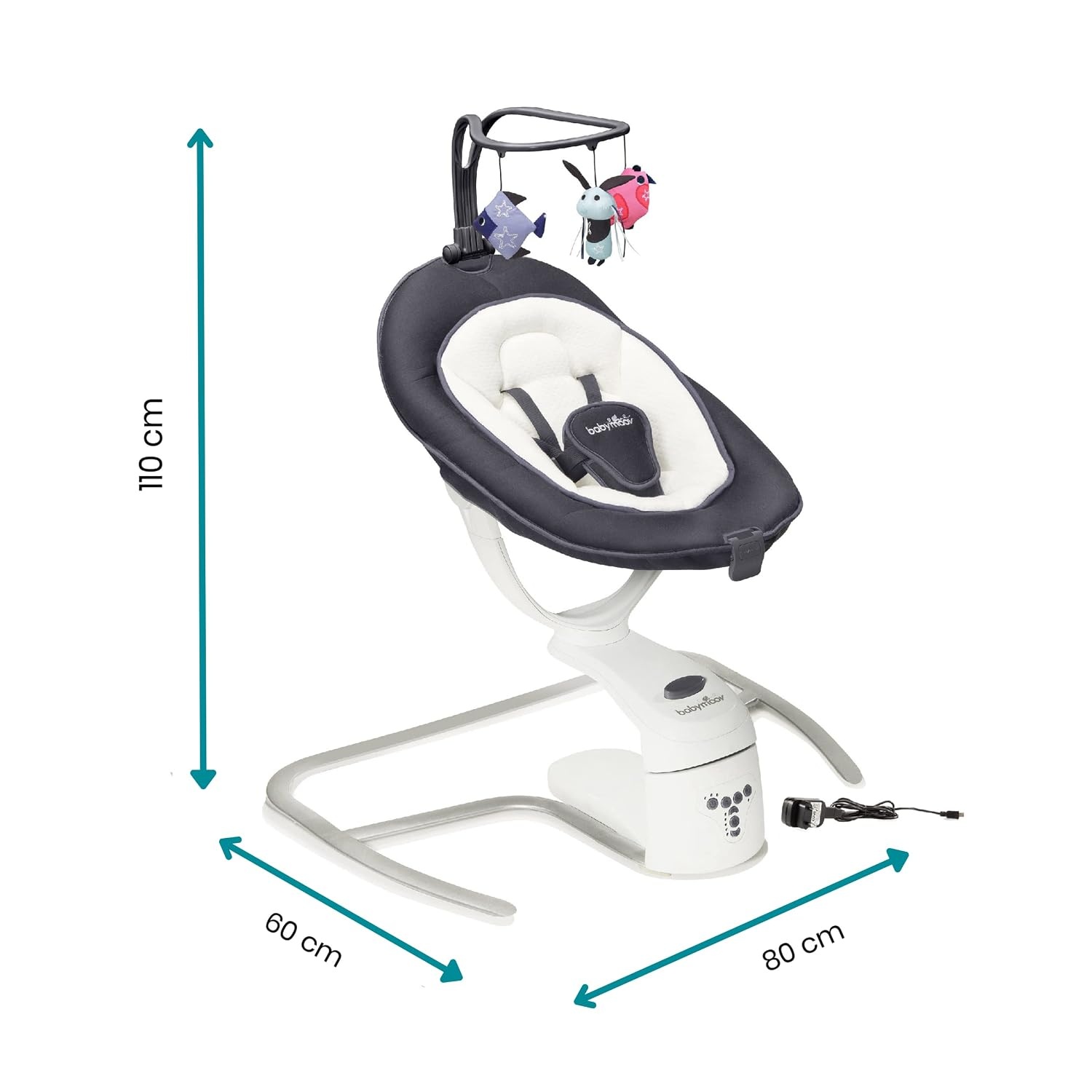 360° Babyschaukel mit 5 Geschwindigkeiten - Farbe Zink - bis zu 35% Rabatt