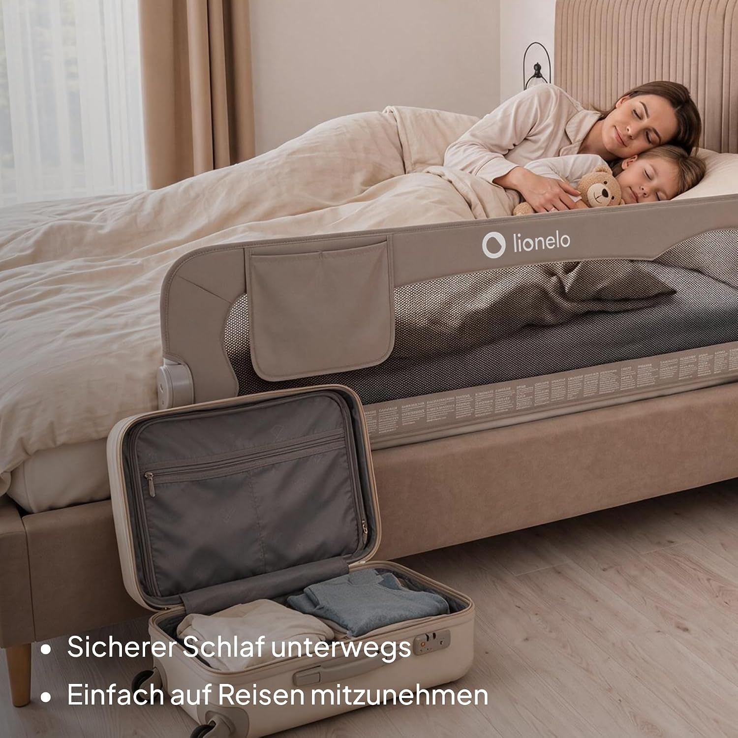 Bettgitter 150x42 cm Beige - Sicherer Fallschutz - Outlet bis zu 33% reduziert