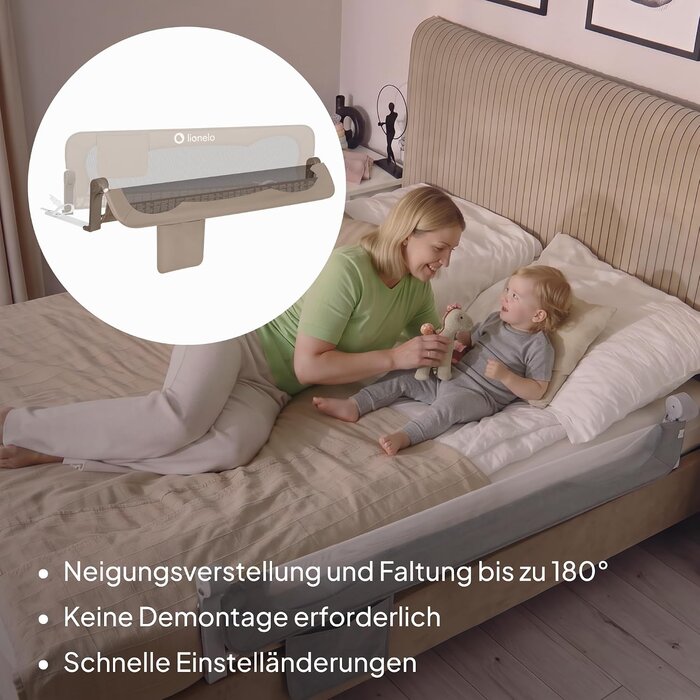 Bettgitter 150x42 cm Beige - Sicherer Fallschutz - Outlet bis zu 33% reduziert