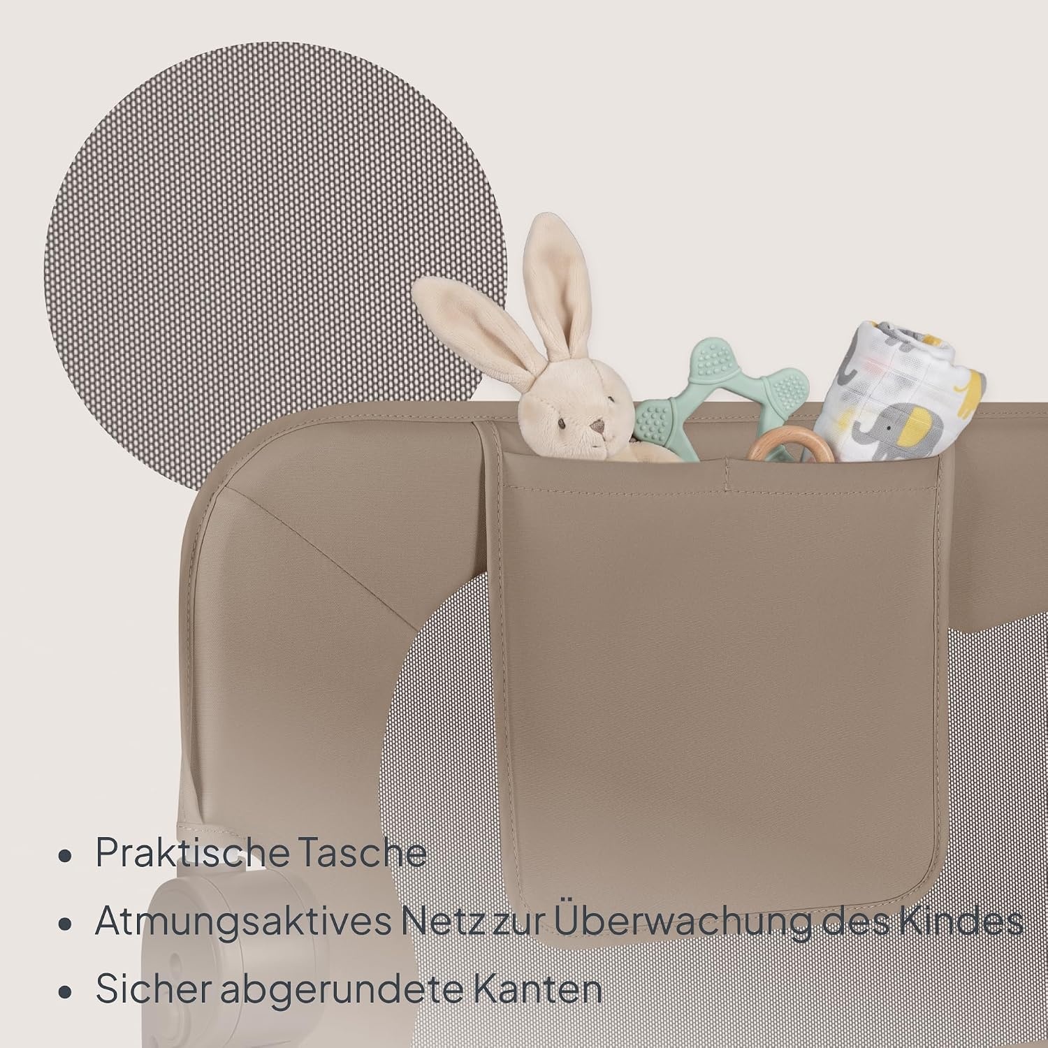 Bettgitter 150x42 cm Beige - Sicherer Fallschutz - Outlet bis zu 33% reduziert