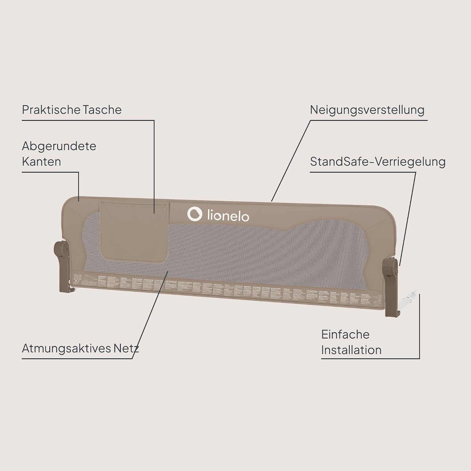 Bettgitter 150x42 cm Beige - Sicherer Fallschutz - Outlet bis zu 33% reduziert