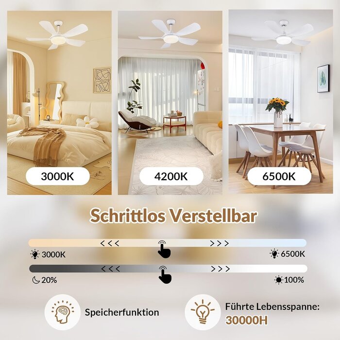 Deckenventilator mit LED-Licht 106 cm - bis zu 35% Rabatt im Outlet
