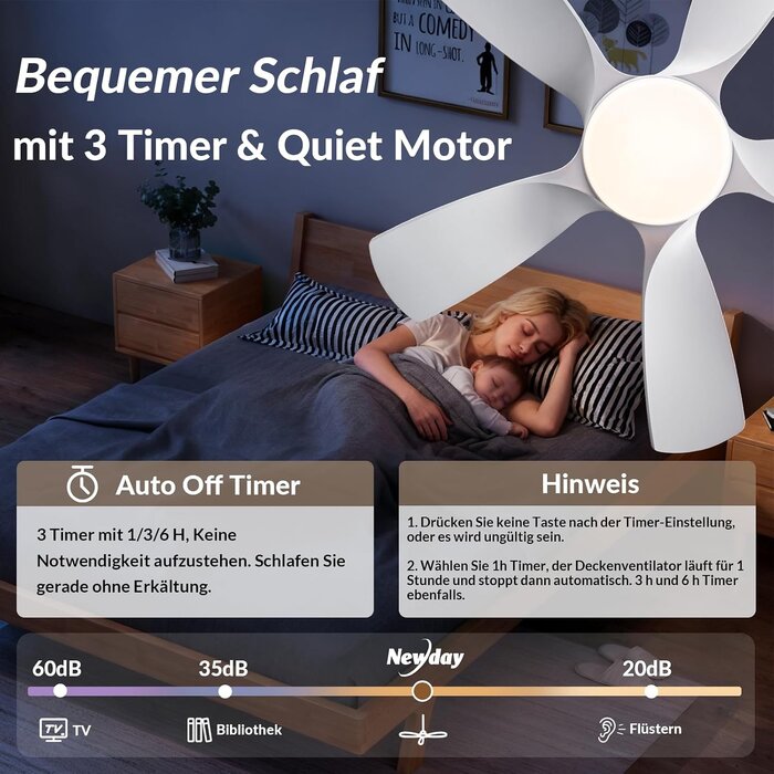 Deckenventilator mit LED-Licht 106 cm - bis zu 35% Rabatt im Outlet