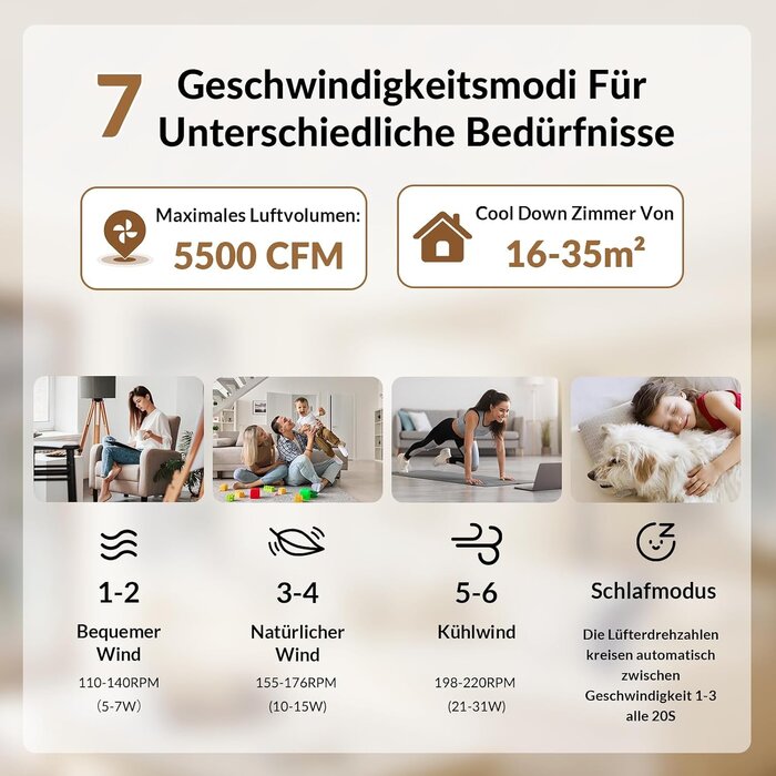 Deckenventilator mit LED-Licht 106 cm - bis zu 35% Rabatt im Outlet