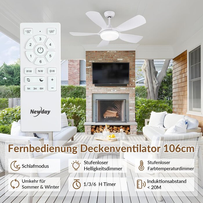 Deckenventilator mit LED-Licht 106 cm - bis zu 35% Rabatt im Outlet