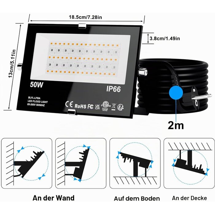 4er-Set LED-Flutlicht 50W RGB & Kaltweiß - Smart & Wetterfest - bis zu 34% Rabatt