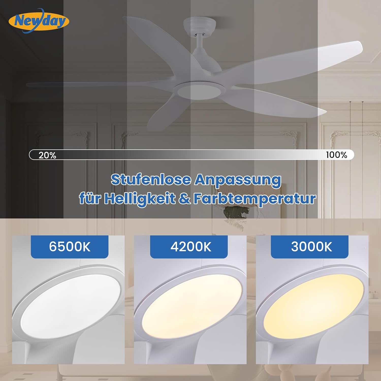 Deckenventilator LED 153 cm - dimmbar & leise - bis zu 34 % günstiger