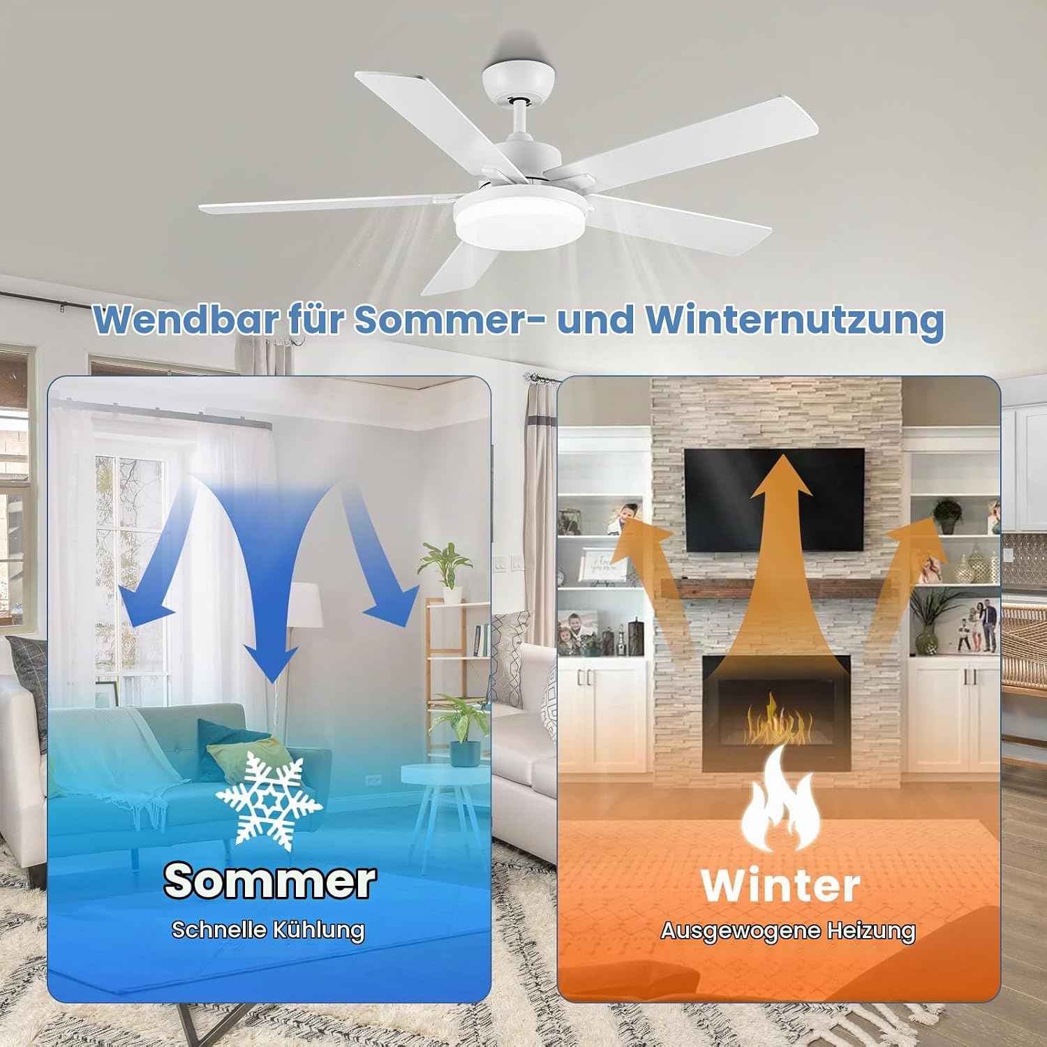 Deckenventilator mit LED 132 cm - Dimmbar & Fernbedienung - bis zu 35% Rabatt