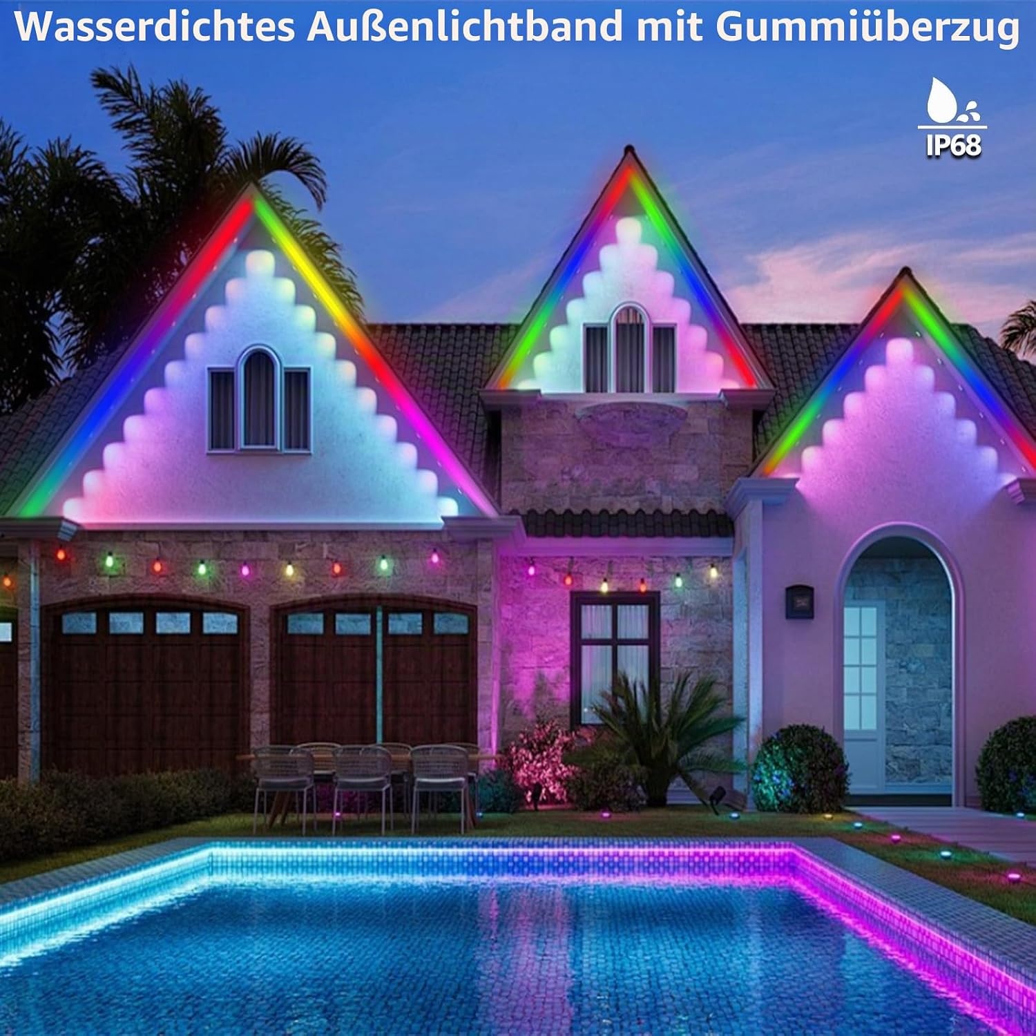 30m RGB+IC LED-Außenstreifen IP68 - Smart & Musikgesteuert - bis zu 33% Rabatt