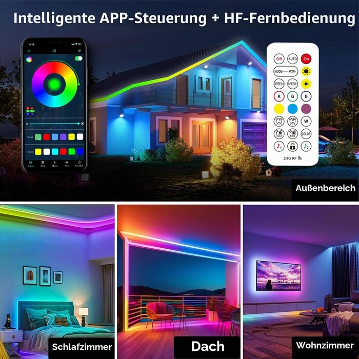 30m RGB+IC LED-Außenstreifen IP68 - Smart & Musikgesteuert - bis zu 33% Rabatt
