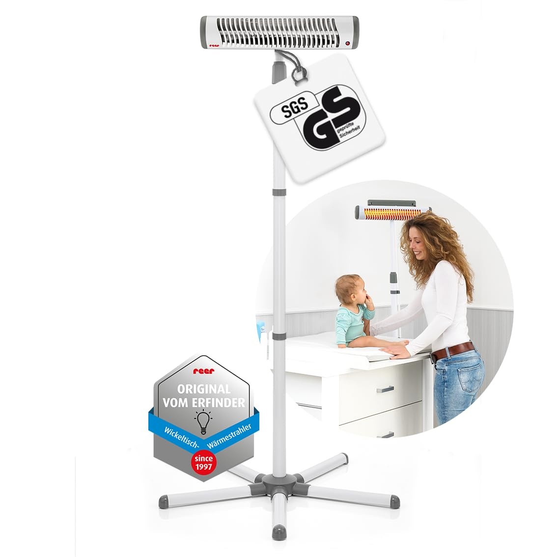 Wickeltischstrahler 46 cm 500W - Wohlig warm für Ihr Baby - bis zu 29% sparen