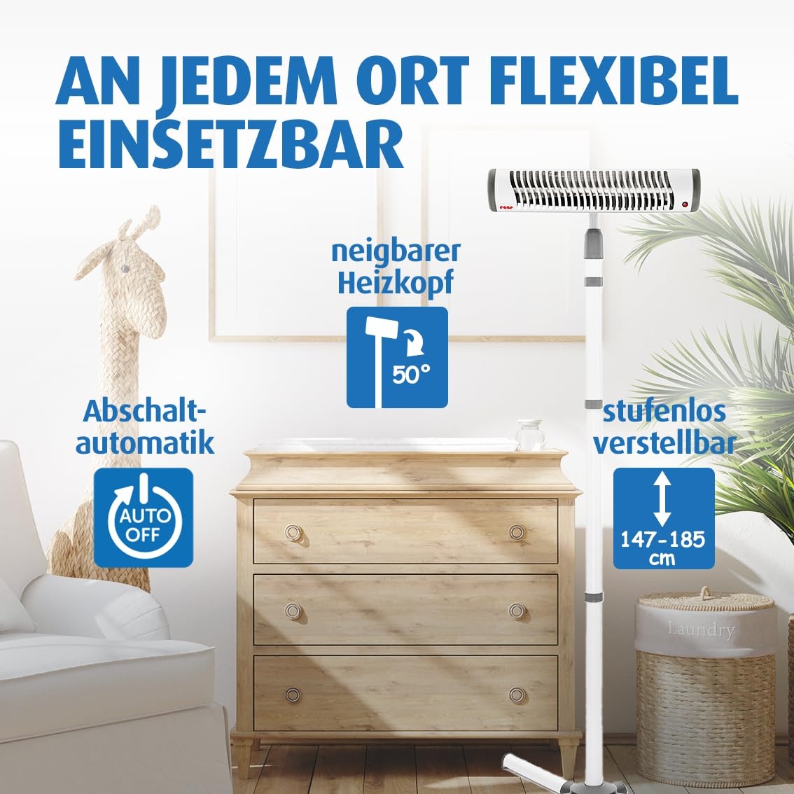 Wickeltischstrahler 46 cm 500W - Wohlig warm für Ihr Baby - bis zu 29% sparen