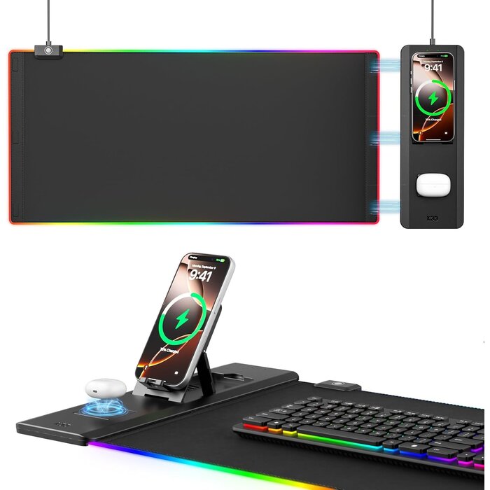 RGB Gaming-Schreibtischunterlage mit Wireless Charger - bis zu 33% sparen