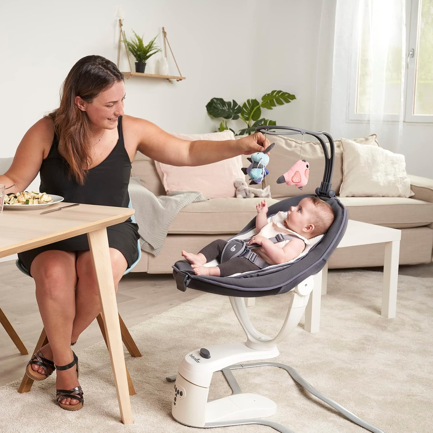 Babyschaukel mit 360°-Rotation - Farbe Zink - bis zu 35% Rabatt
