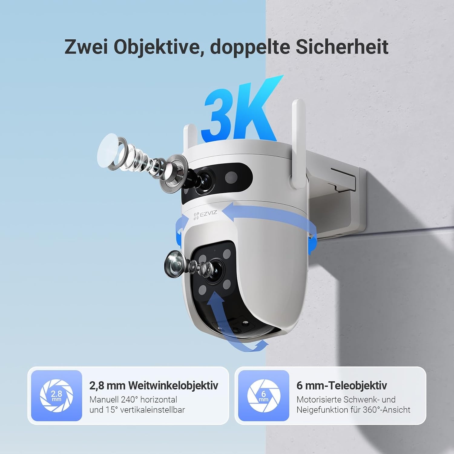 3K Dual-Lens Überwachungskamera 360° KI-Erkennung - bis zu 34% sparen