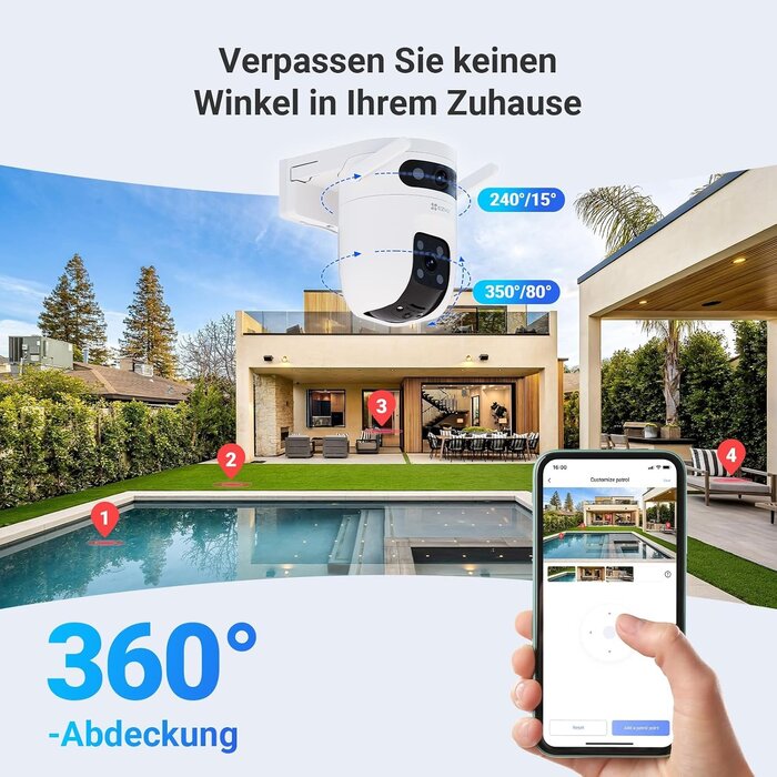 3K Dual-Lens Überwachungskamera 360° KI-Erkennung - bis zu 34% sparen