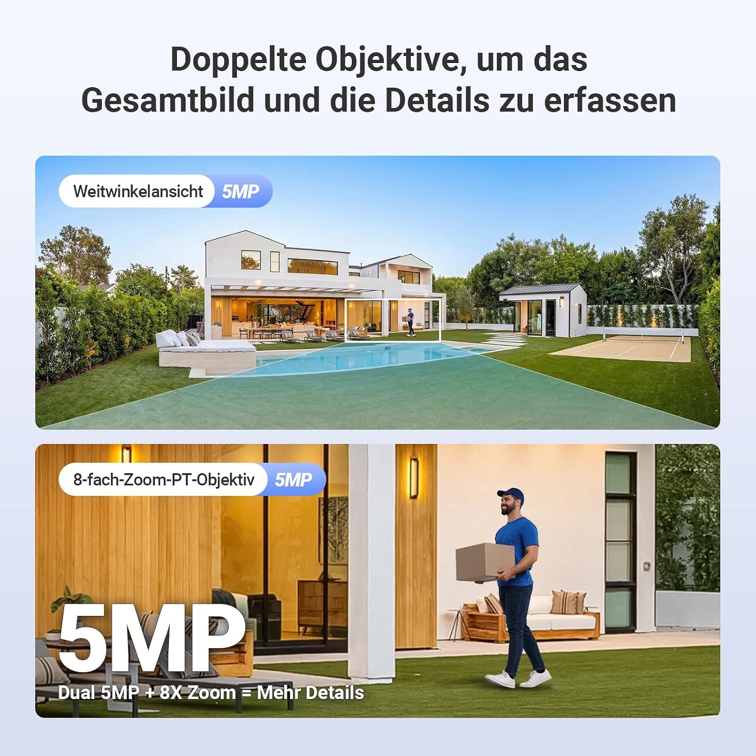 3K Dual-Lens Überwachungskamera 360° KI-Erkennung - bis zu 34% sparen