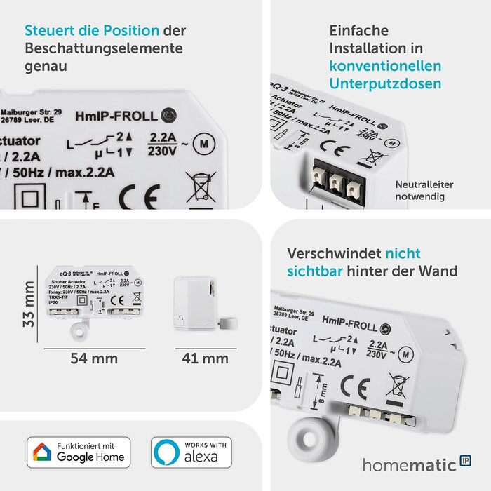 Rollladenaktor Unterputz für Rohrmotoren - Smart Home Steuerung bis zu 33% günstiger