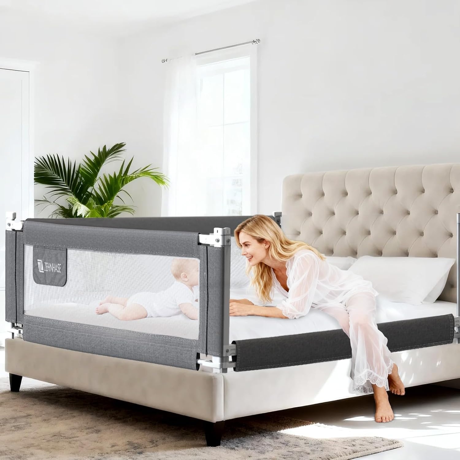 Sicheres Bettgitter für Kinder 200 x 76 cm - Grau - bis zu 33% reduziert