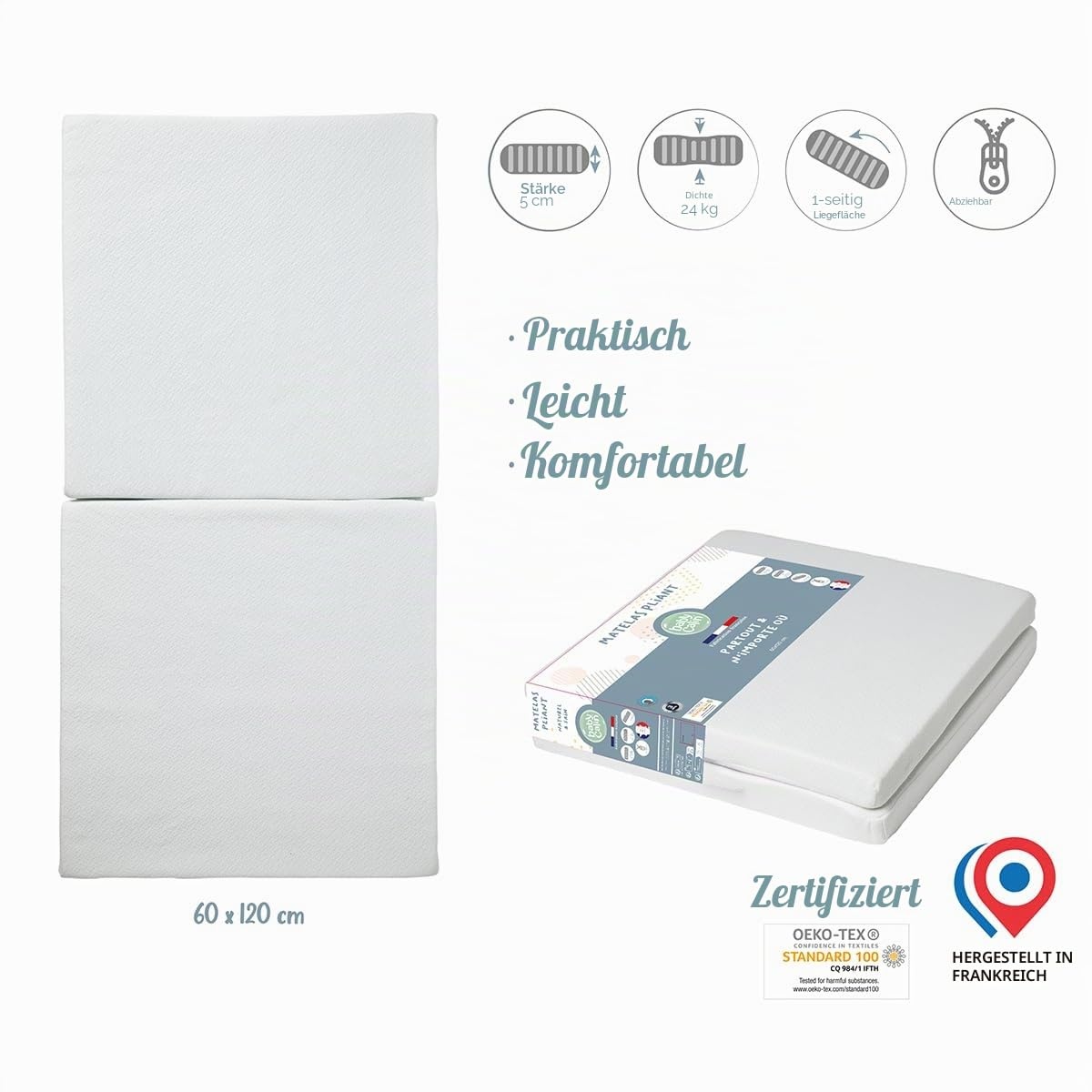 Faltbare Babymatratze 60x120cm für Reisen - Jetzt bis zu 30% Rabatt