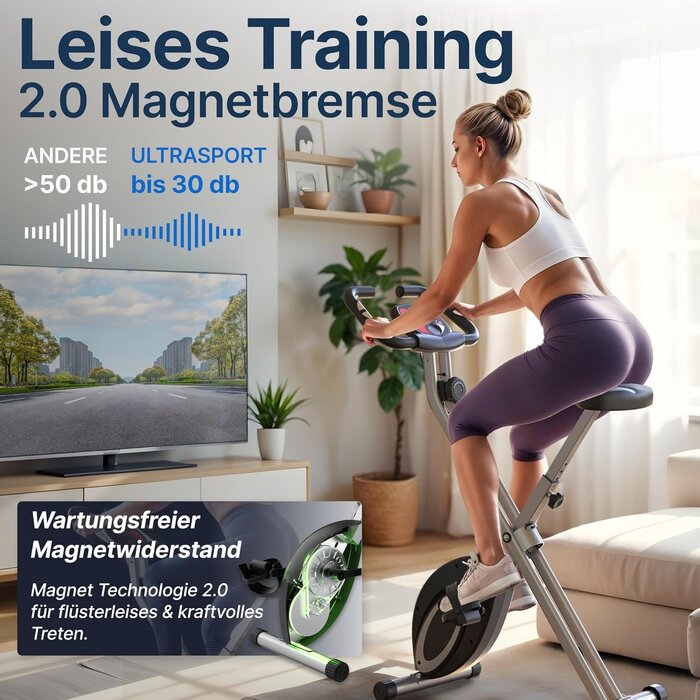 Klappbares Heimtrainer-Fahrrad mit 8 Widerstandsstufen - jetzt bis zu 35% sparen