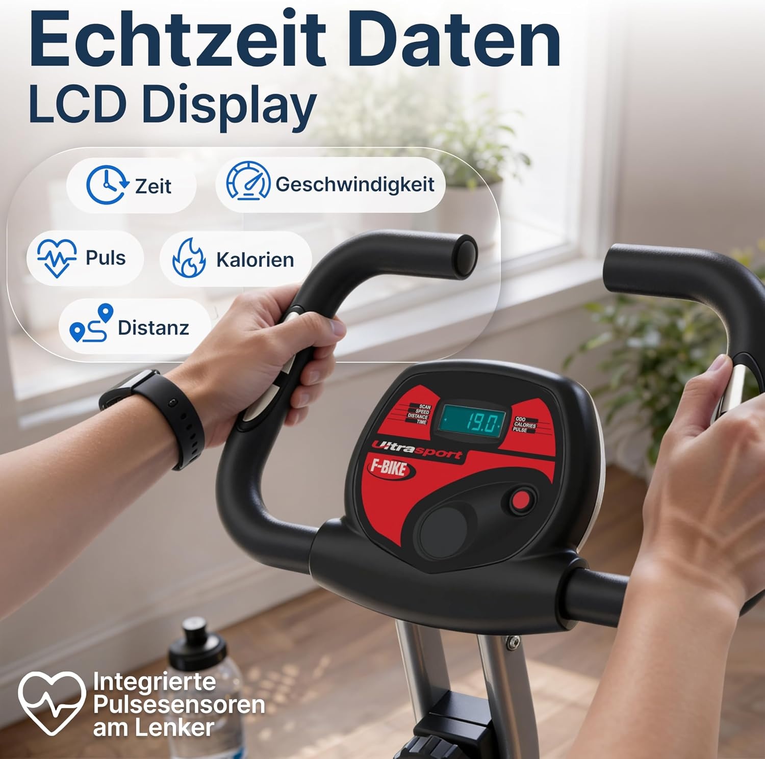 Klappbares Heimtrainer-Fahrrad mit 8 Widerstandsstufen - jetzt bis zu 35% sparen