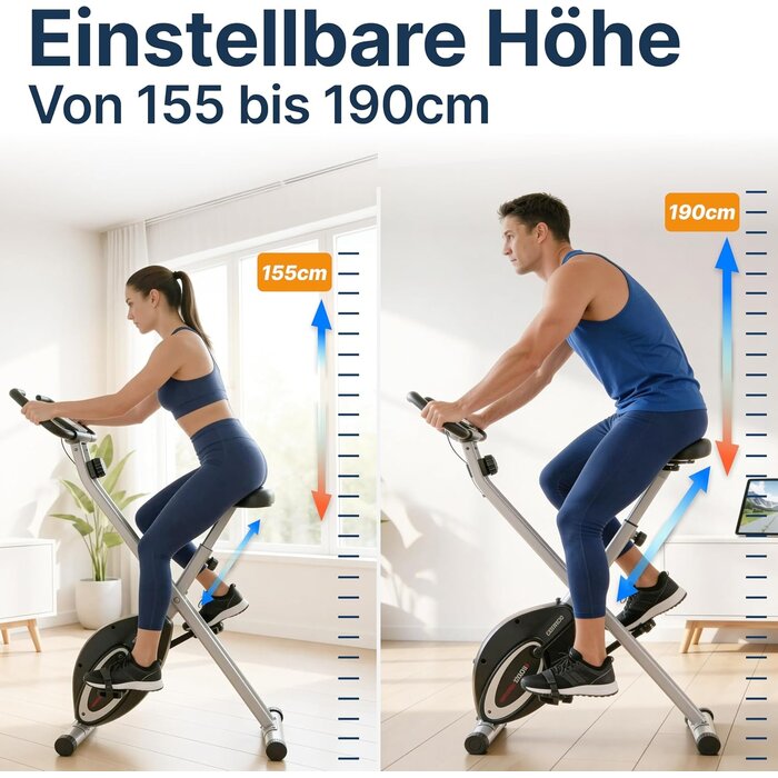 Klappbares Heimtrainer-Fahrrad mit 8 Widerstandsstufen - jetzt bis zu 35% sparen