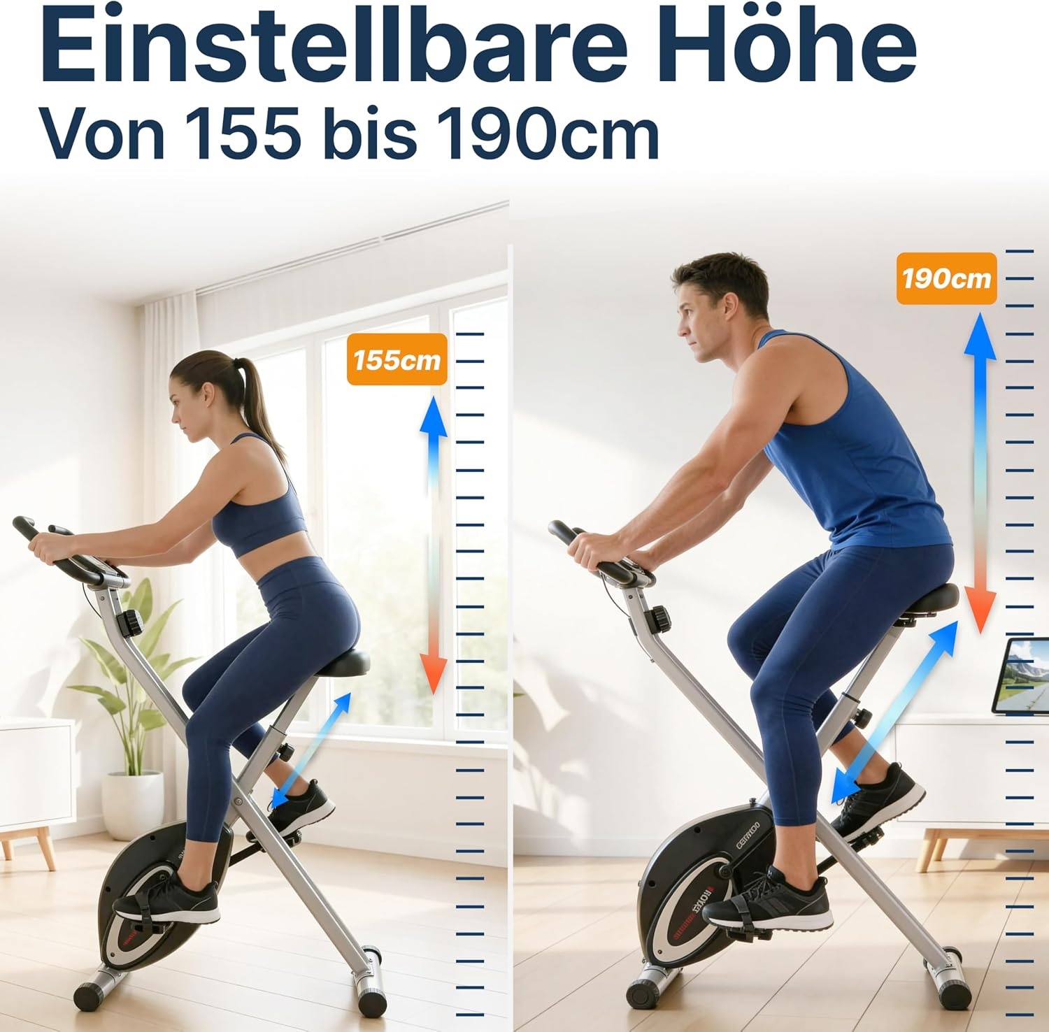 Klappbares Heimtrainer-Fahrrad mit 8 Widerstandsstufen - jetzt bis zu 35% sparen