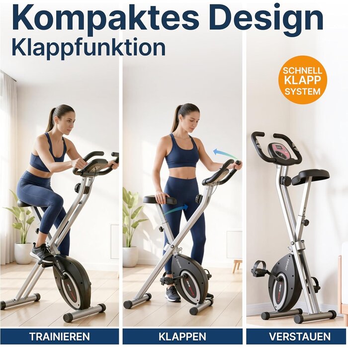 Klappbares Heimtrainer-Fahrrad mit 8 Widerstandsstufen - jetzt bis zu 35% sparen
