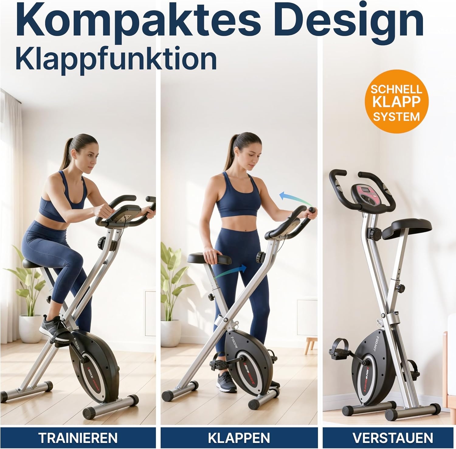 Klappbares Heimtrainer-Fahrrad mit 8 Widerstandsstufen - jetzt bis zu 35% sparen