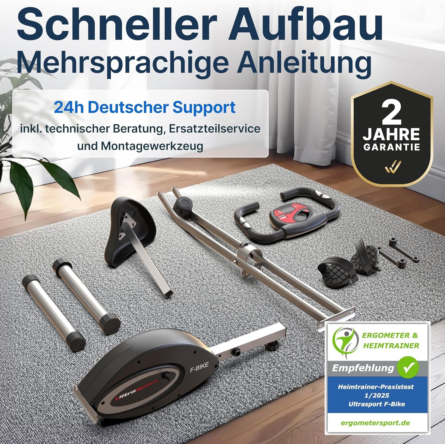 Klappbares Heimtrainer-Fahrrad mit 8 Widerstandsstufen - jetzt bis zu 35% sparen