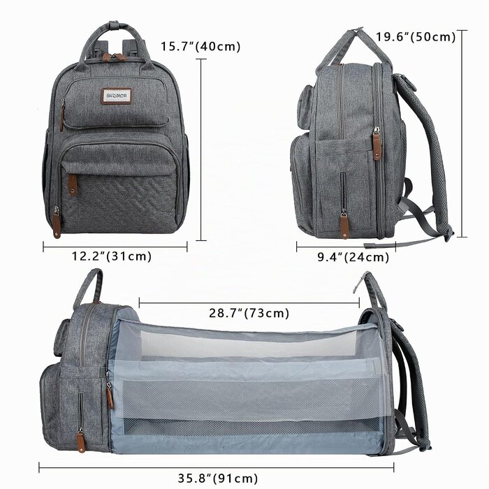 Wickelrucksack mit Wickelunterlage - Hellgrau - bis zu 33% reduziert