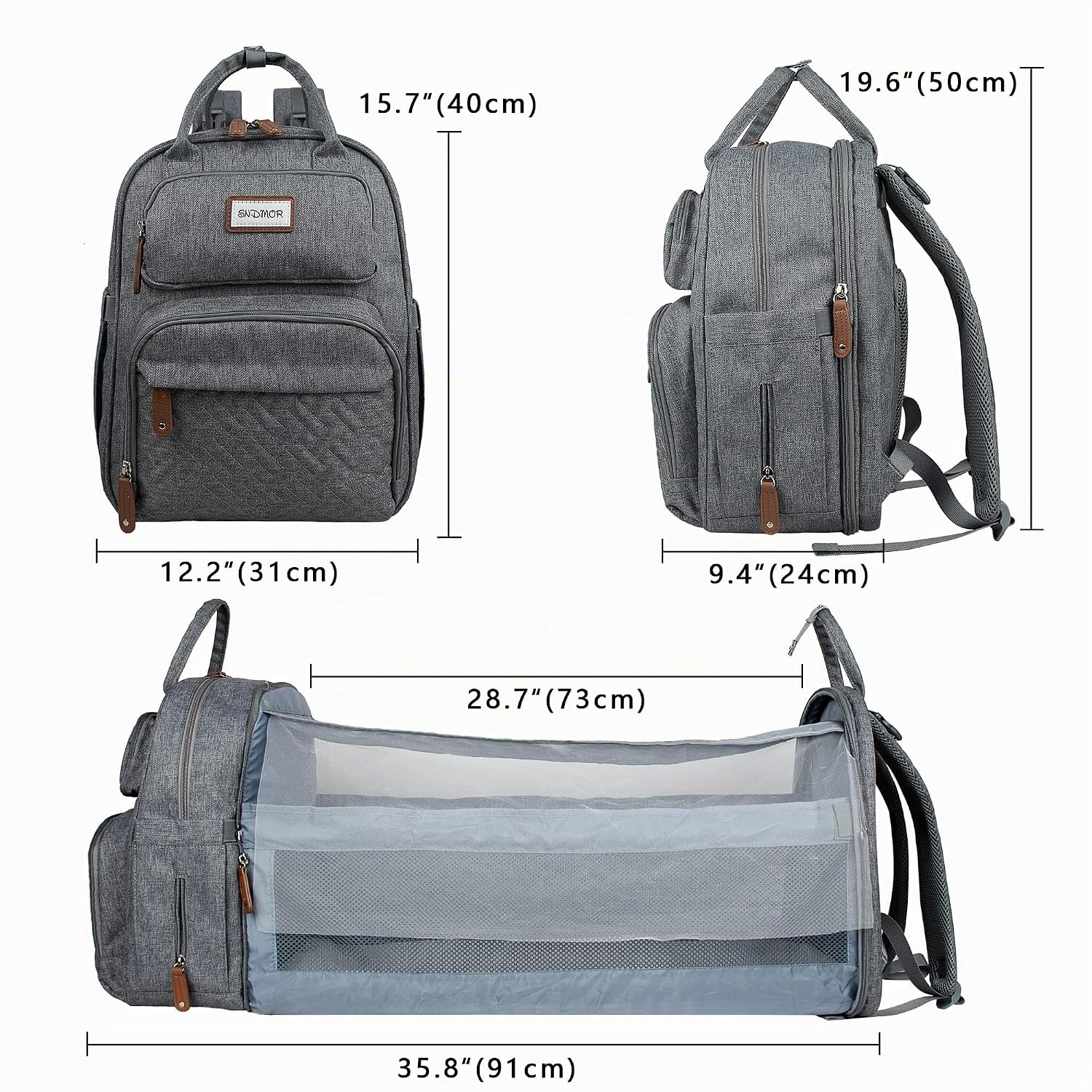 Wickelrucksack mit Wickelunterlage - Hellgrau - bis zu 33% reduziert