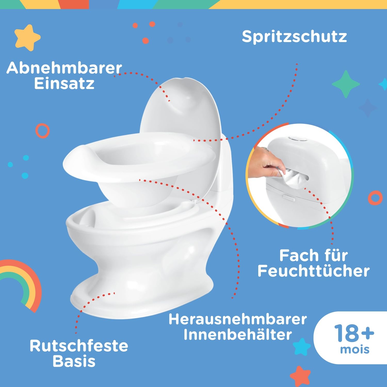 Realistisches Kindertöpfchen mit Spülgeräusch - Weiß - bis zu 33% sparen