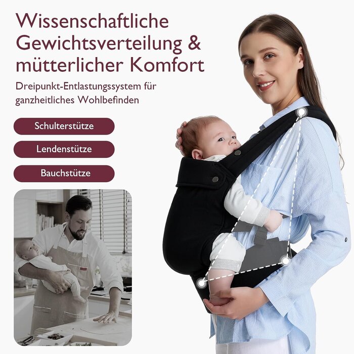 Ergonomische Babytrage Schwarz (3-20 kg) - Jetzt bis zu 33% sparen