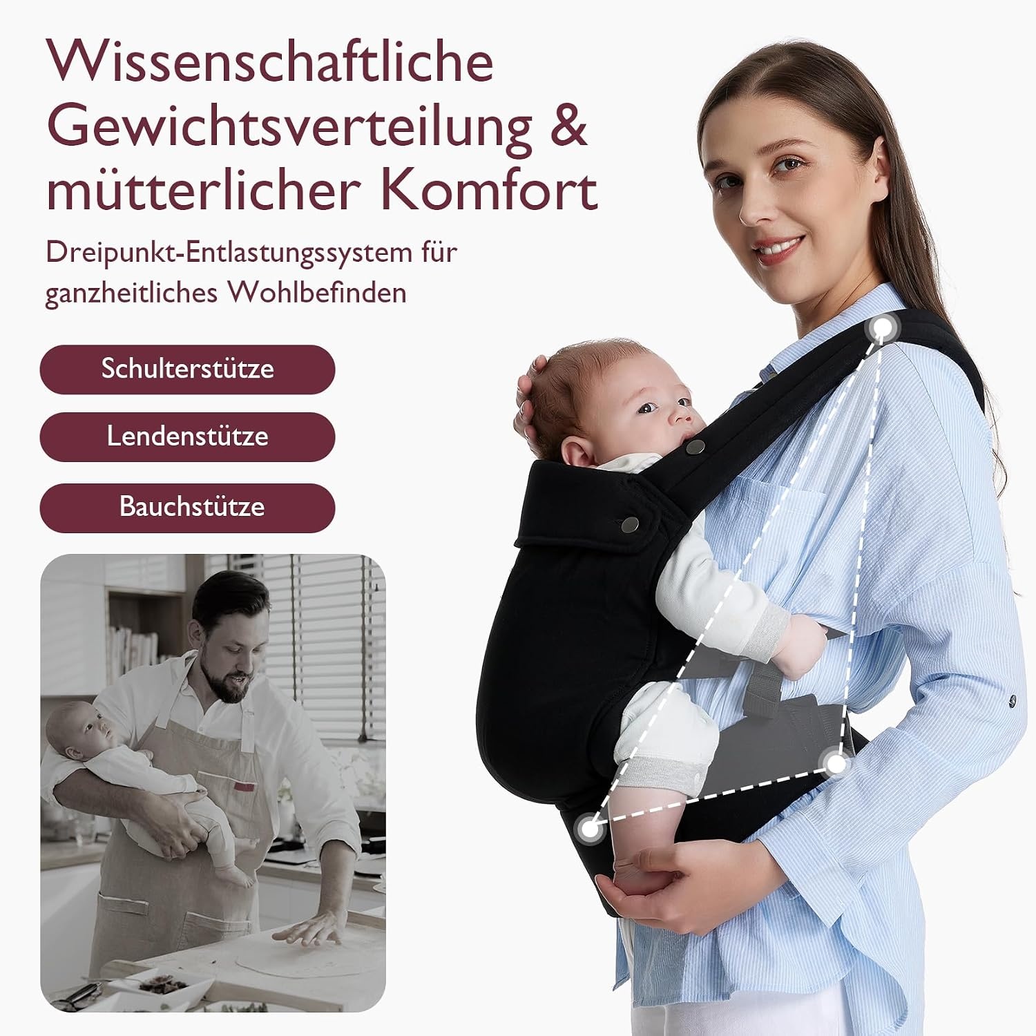 Ergonomische Babytrage Schwarz (3-20 kg) - Jetzt bis zu 33% sparen