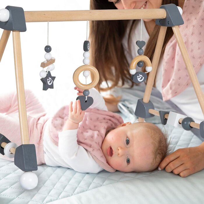 Babyspielbogen aus Holz - Aktivitätszentrum - Natur & Anthrazit - bis zu 34% Rabatt
