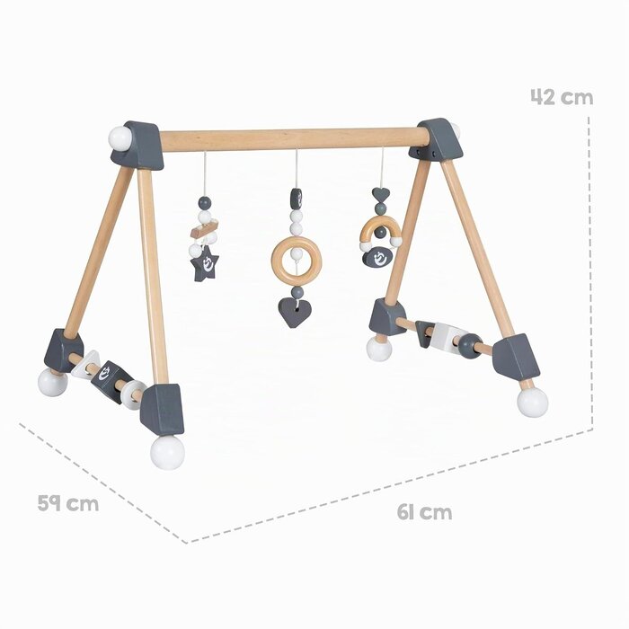 Babyspielbogen aus Holz - Aktivitätszentrum - Natur & Anthrazit - bis zu 34% Rabatt