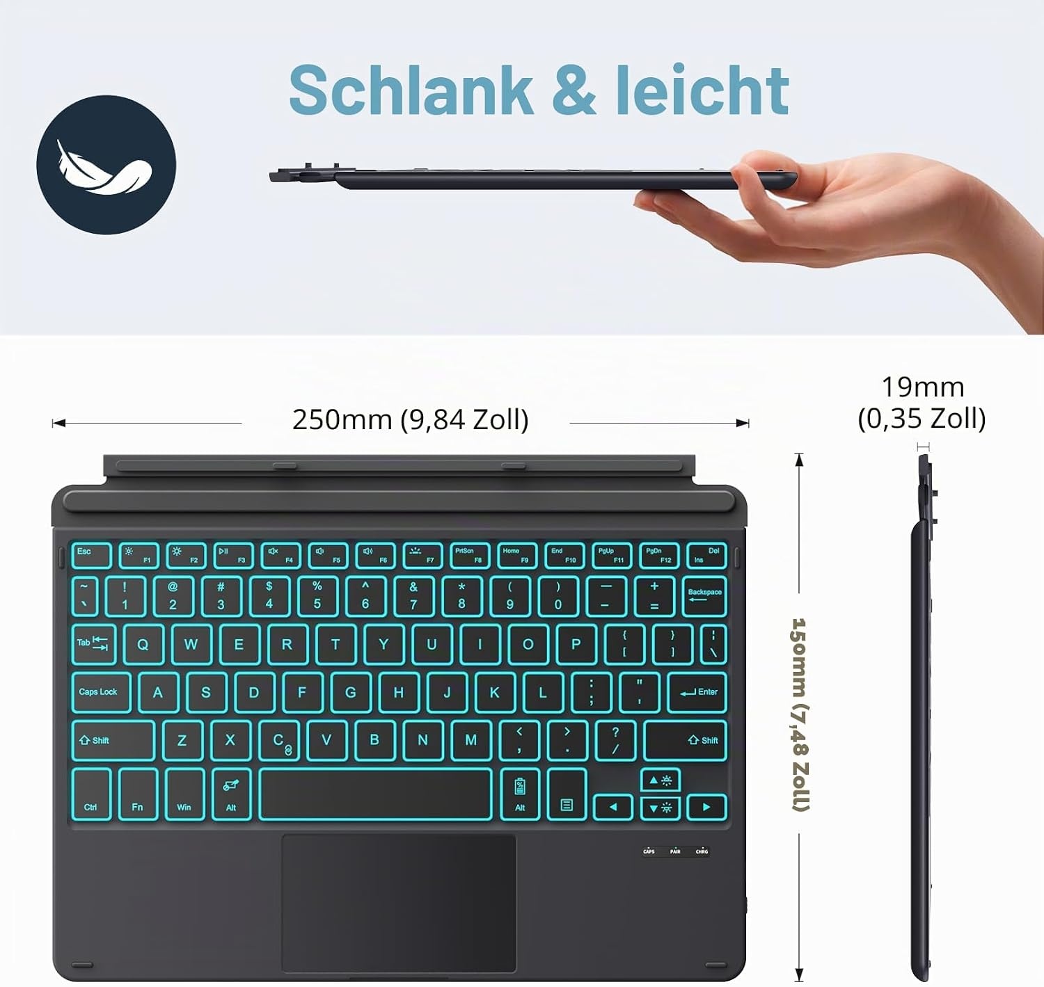 Surface Go Tastatur mit Trackpad & RGB-Licht - bis zu 79% sparen!