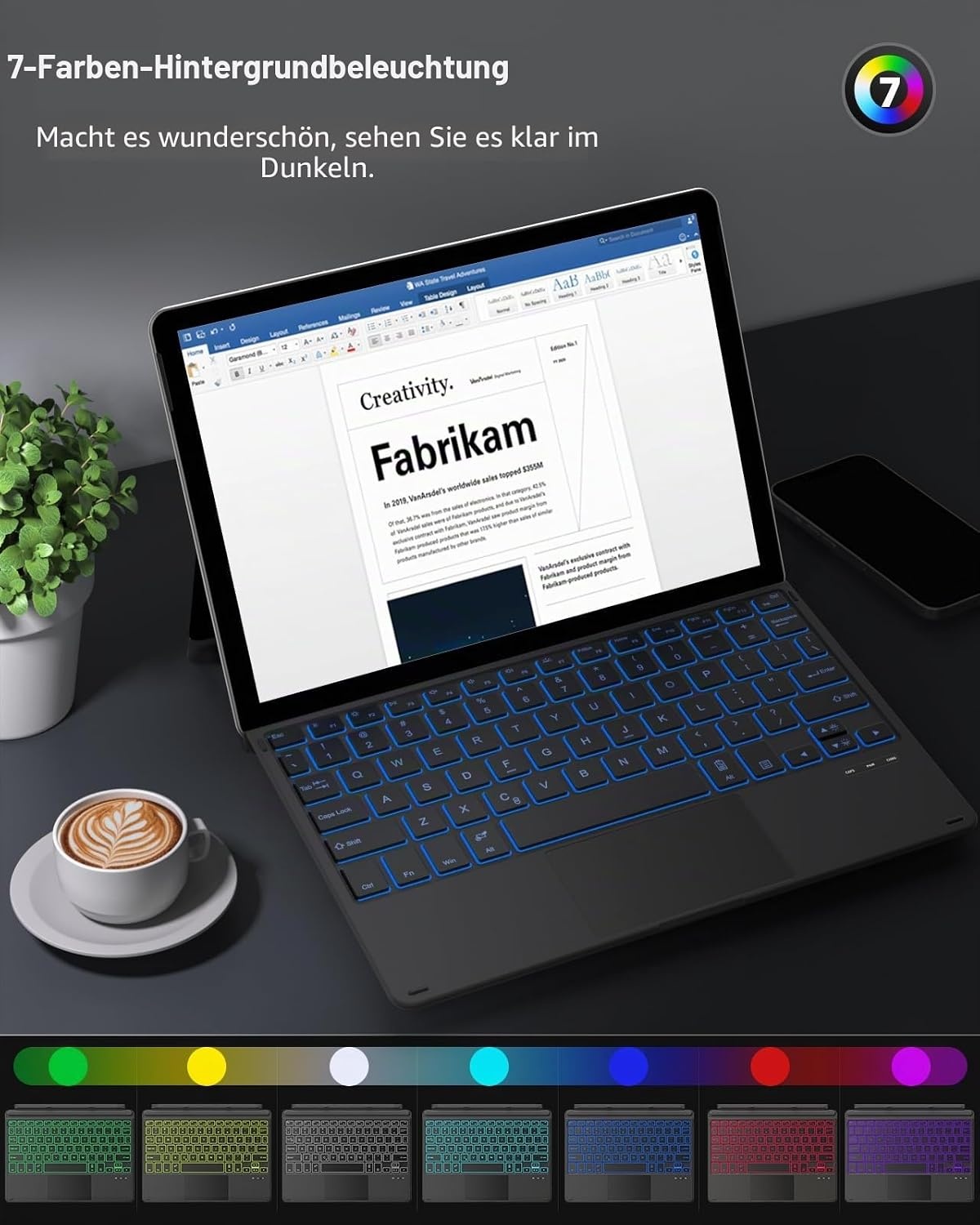 Surface Go Tastatur mit Trackpad & RGB-Licht - bis zu 79% sparen!