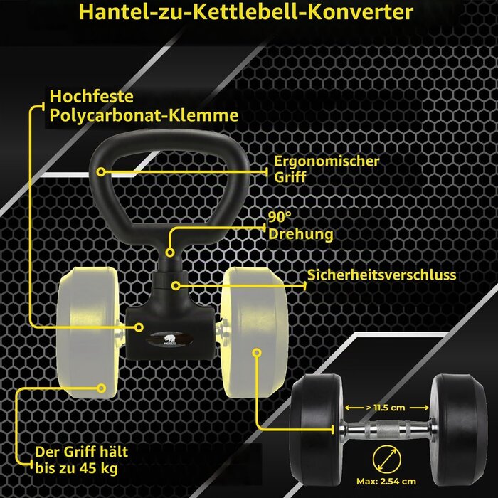 Hantel-Konverter-Set: Kurzhantel zu Kettlebell & Langhantel - bis zu 79% sparen