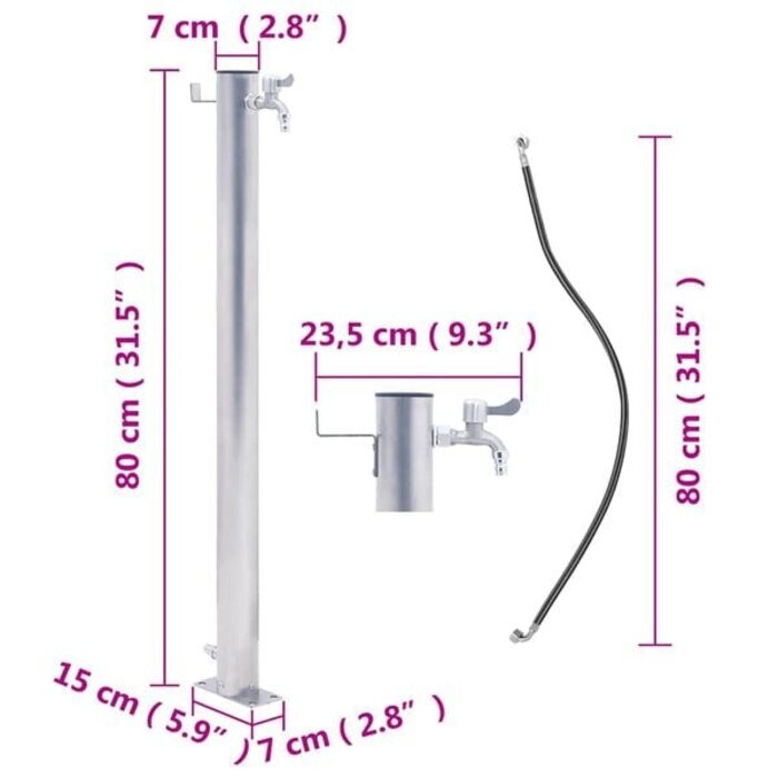 Edelstahl Gartenwasserzapfstelle 80 cm mit Schlauchhalter - bis zu 33% Rabatt