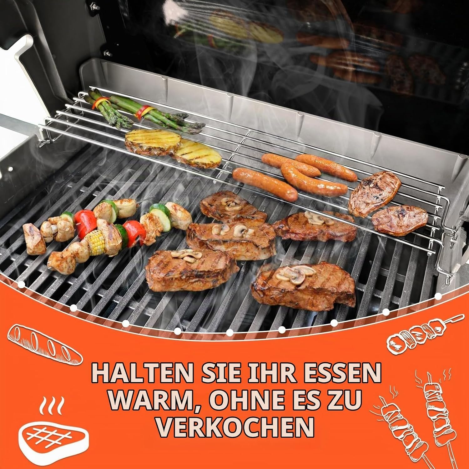 Edelstahl Warmhalterost für Gasgrill 63,5 cm - Outlet bis zu 31% reduziert
