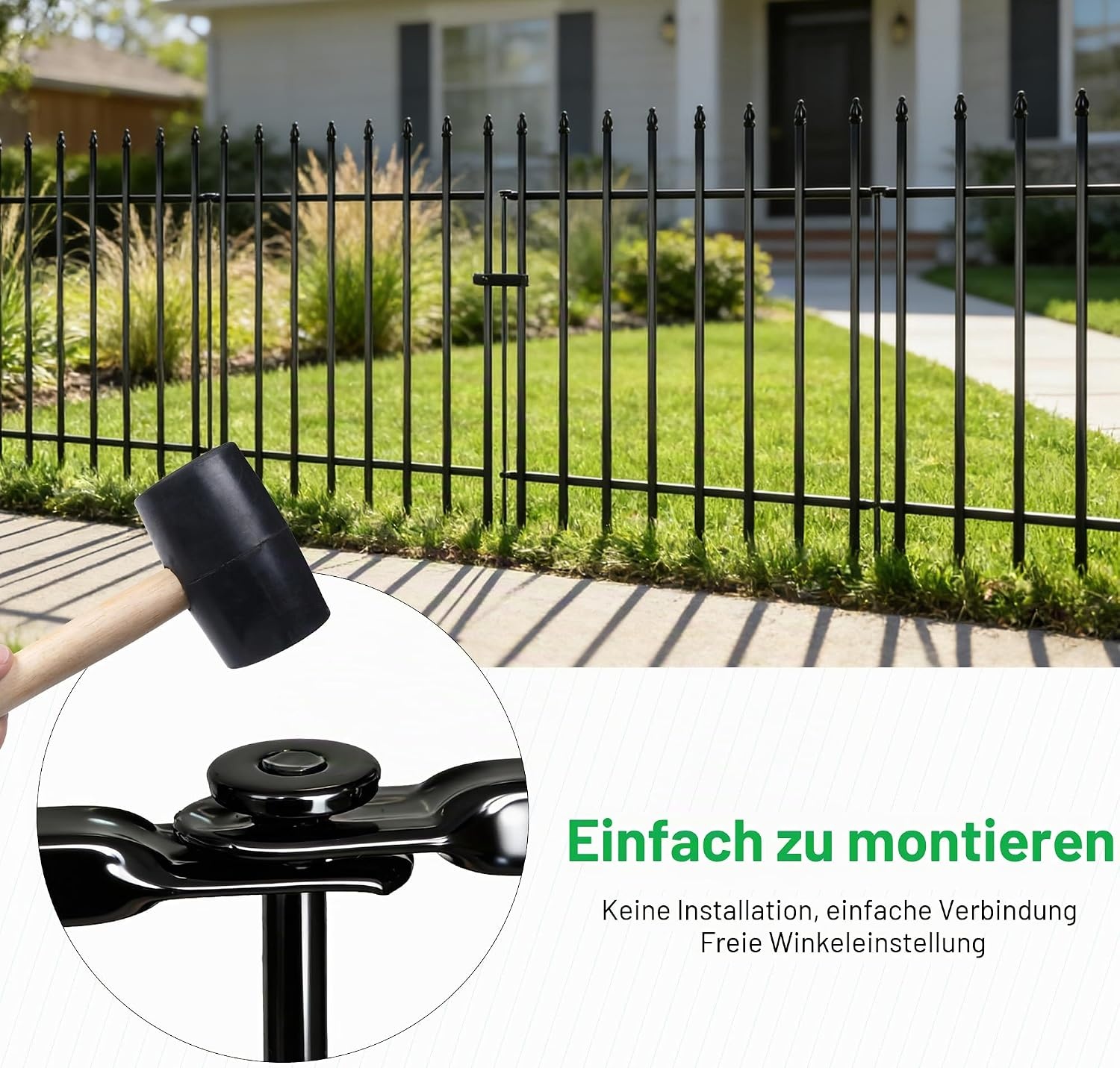 Dekorativer Metall-Gartenzaun 5 Paneele - Schwarz - bis zu 34% Rabatt