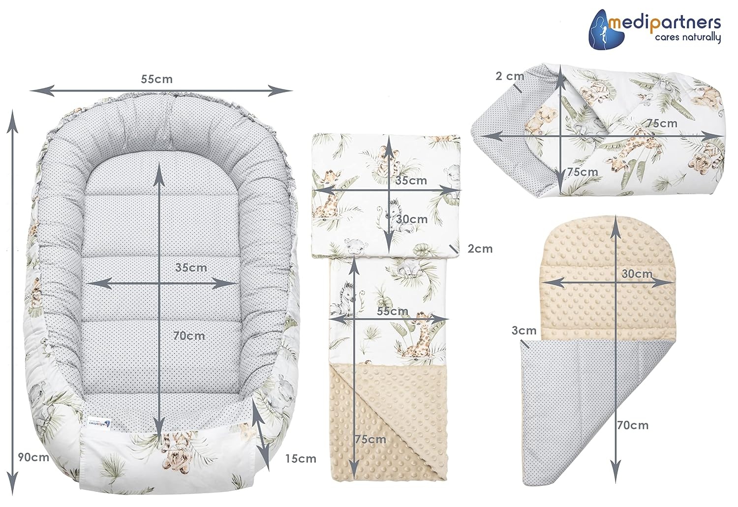 5-tlg. Babynestchen Safari Beige - Gemütlich & Sicher - Jetzt bis zu 34% sparen